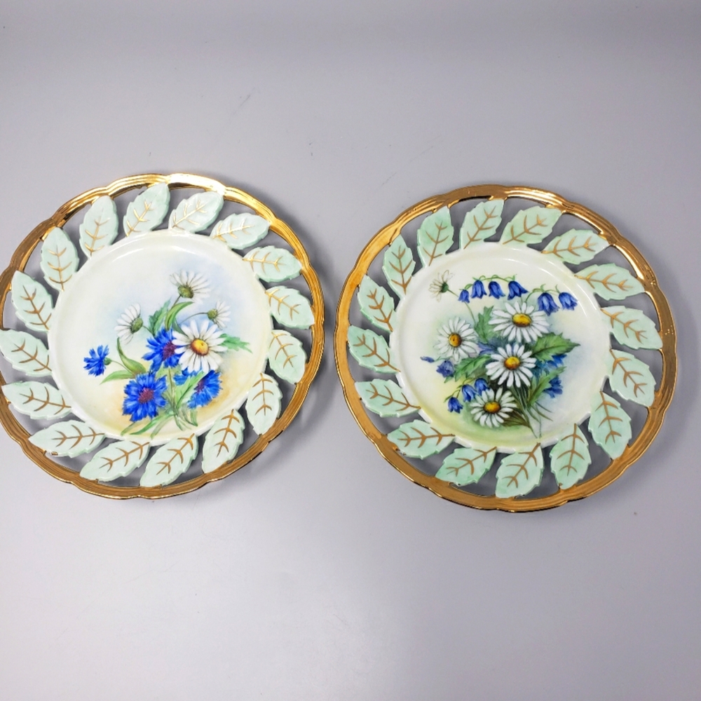 Vintage Set Of 2 Reticulated Plates